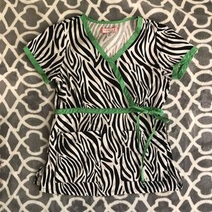 Koi Zebra print scrub top